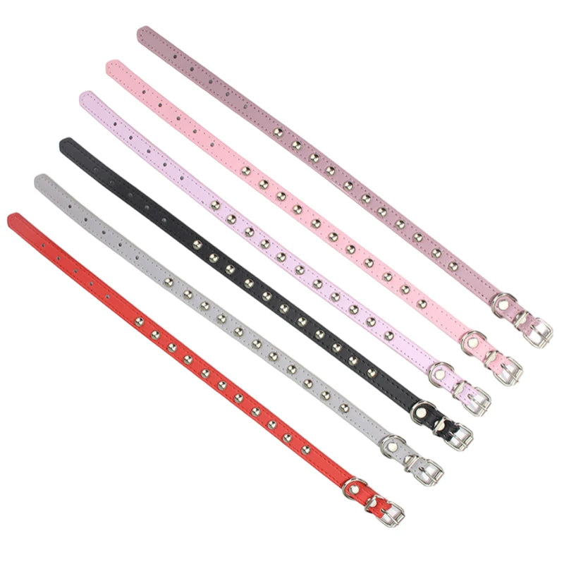 Luxury Classic PU Leather Dog Collar Studs Houndstooth Pattern-13 Colors Available Stylish for Dogs Cats Durable All Seasons