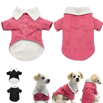 Hot Sale Luxury Wool Material Winter Pet Coat Dogs S-XXL Traditional Style Corduroy Cotton Popular Clothes With Leash Ring