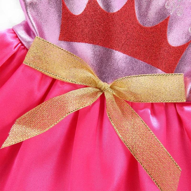 GorisPet Luxury Cute Pink Princess Dog Dress XL Polyester Pet Clothes Crown Headband Winter Summer Spring Solid Printed Coat