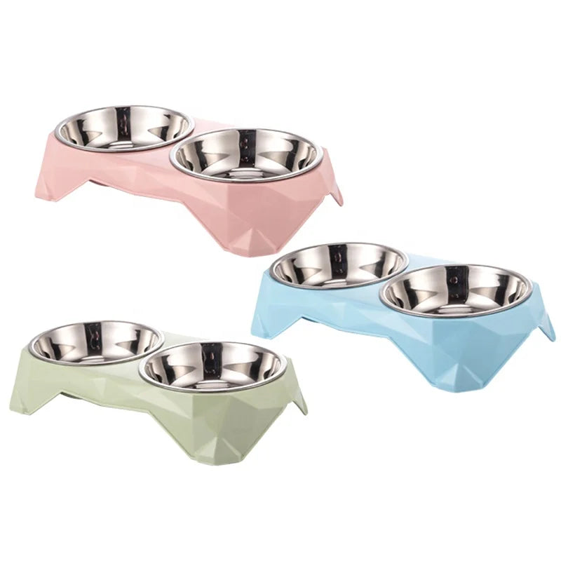 High Feet Anti-Skid Reptile Feeder Stainless Steel Bowls PP Stand Modern Waterproof Solid Rounded Cervical Vertebrae Neck
