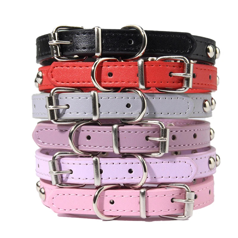 Luxury Classic PU Leather Dog Collar Studs Houndstooth Pattern-13 Colors Available Stylish for Dogs Cats Durable All Seasons