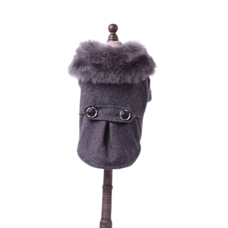 Hot Selling XL Black and Gray Super Soft Fur Collar Accessories for Coats Dogs Nice Winter Woolen Pet Coat Warm and Comfortable