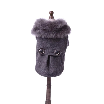 Hot Selling XL Black and Gray Super Soft Fur Collar Accessories for Coats Dogs Nice Winter Woolen Pet Coat Warm and Comfortable