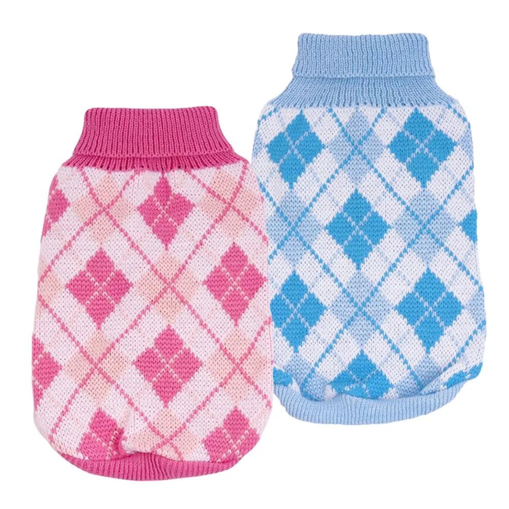 Hand Crochet Acrylic Geometric Pattern Winter Dog & Cat Sweater Durable Elastic Farmhouse Modern Design XS-XXXL Sizes