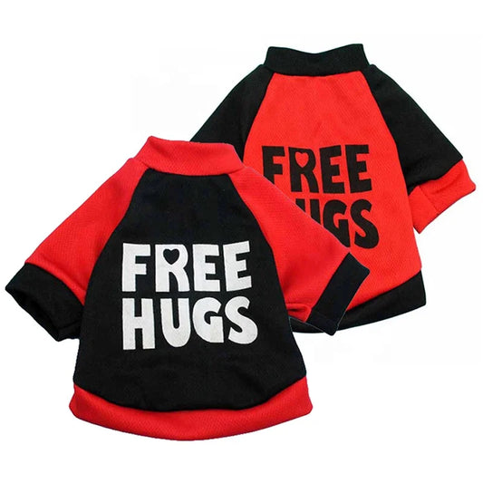 FREE HUGS Custom Words T Shirt Dogs Fashion Collision Color Pet Sweatershirt Summer/Spring Polyester Bulk Dog Shirts Print
