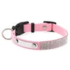 Modern Elegant Durable Sparkly Rhinestone Dog Collar ID Tag Adjustable Soft Microfiber Neckband D-Ring for Cats & Small Dogs