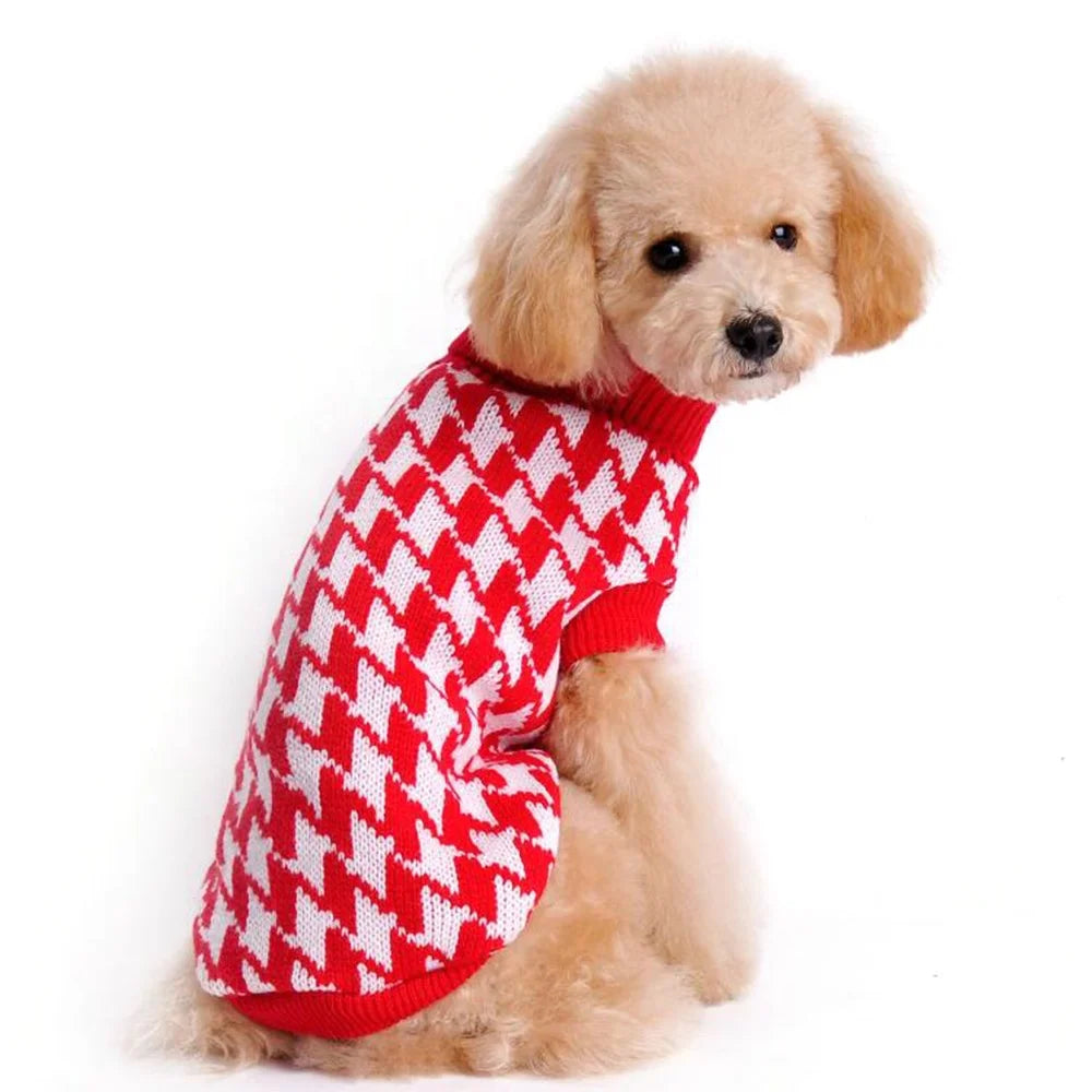Fashionable Classic Elastic Durable Free Knitting Dog Sweater Houndstooth Acrylic XXL Winter Autumn XS XL Sizes Hand Pet Clothes