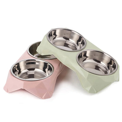 High Feet Anti-Skid Reptile Feeder Stainless Steel Bowls PP Stand Modern Waterproof Solid Rounded Cervical Vertebrae Neck