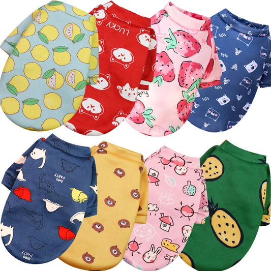 Super Cute Polyester Pet Apparel Fleece Lined Sweatshirt Dino Strawberry Bear Patterns Warm Dog Cat Clothing for Winter Spring