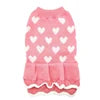 Cute Knit Dog Sweater Dress Dot Pattern Princess Style Pet Skirt Small Dogs Cozy Winter Clothing Ruffle Hem Chinese New Year
