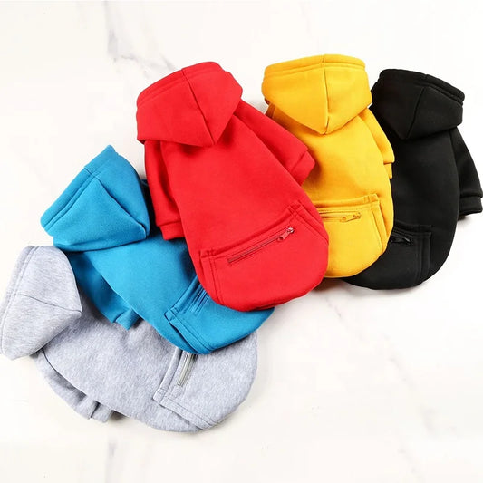 High-quality Eco-Friendly Polyester Colorful Winter/Spring Comfortable Pocket Zipper Sports Pet Hoodie XS-5XL Small/Large Dogs