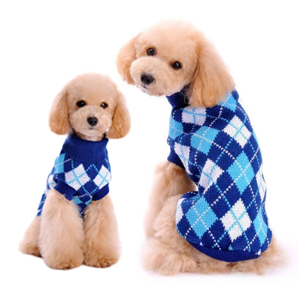 Hand Crochet Acrylic Geometric Pattern Winter Dog & Cat Sweater Durable Elastic Farmhouse Modern Design XS-XXXL Sizes