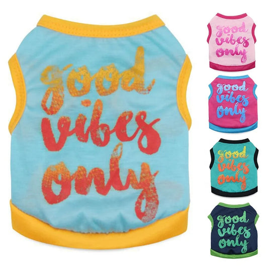 Modern Dog Anxiety Jacket Fashion Printing 'GOOD VIBES ONLY' Thunder Summer High Quality Pet XS Cartoon Animal Clothing