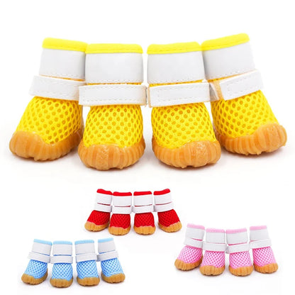 Luxury High Quality Classic Summer Sport Dog Boots Waterproof Polyester & Rubber Animal Shoes with Fashionable Mesh Design