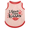 European American Style Summer XS Polyester Dog Vest High Elastic 'Free Kisses' and 'Love Mom Dad' Printed Stripe Pet Clothes