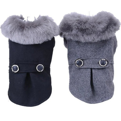 Hot Selling XL Black and Gray Super Soft Fur Collar Accessories for Coats Dogs Nice Winter Woolen Pet Coat Warm and Comfortable