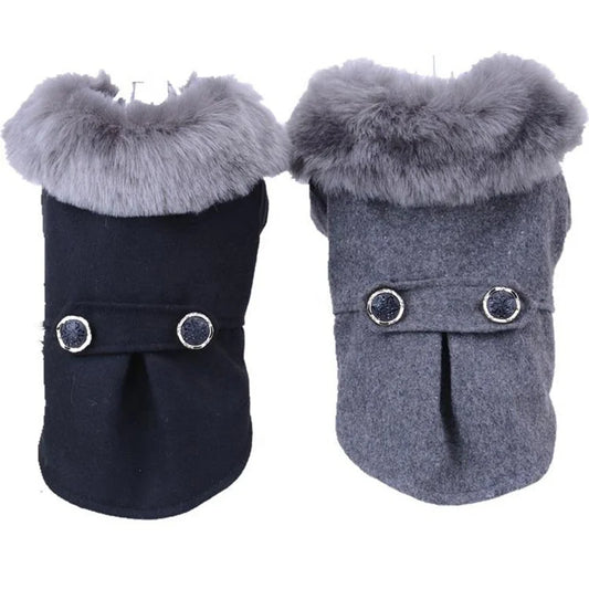 Hot Selling XL Black and Gray Super Soft Fur Collar Accessories for Coats Dogs Nice Winter Woolen Pet Coat Warm and Comfortable