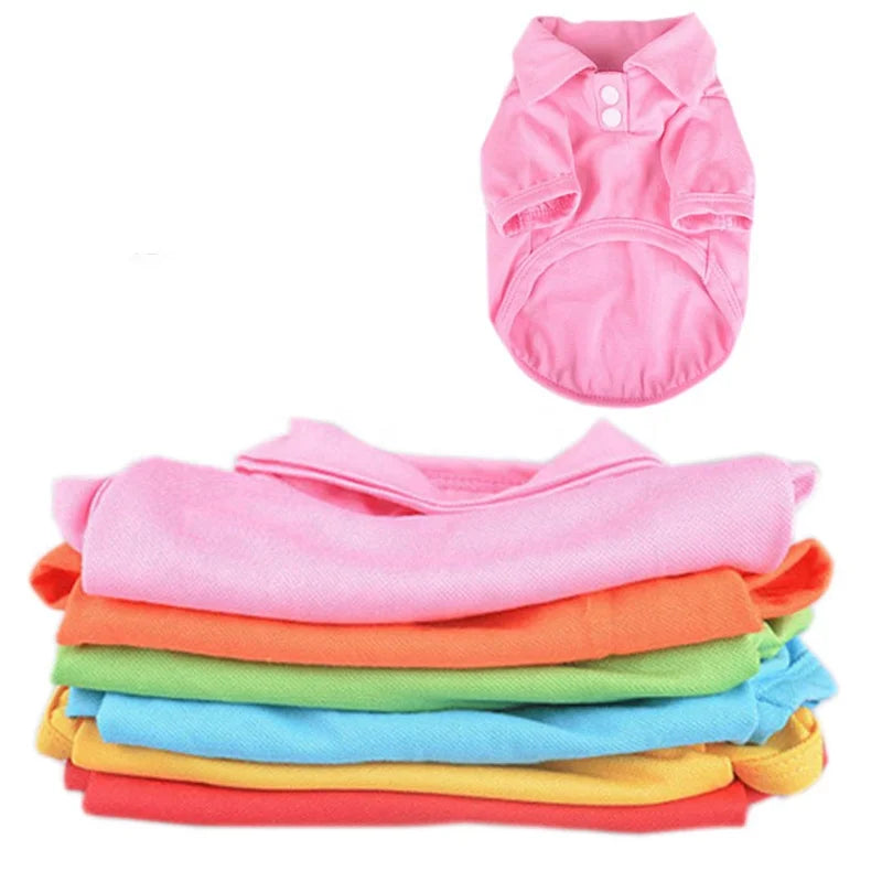 Soft Cotton Classic Solid Plain Dog Polo Shirt Coat for Pets Candy Colors Summer/Spring Seasons XS/XXL Sizes