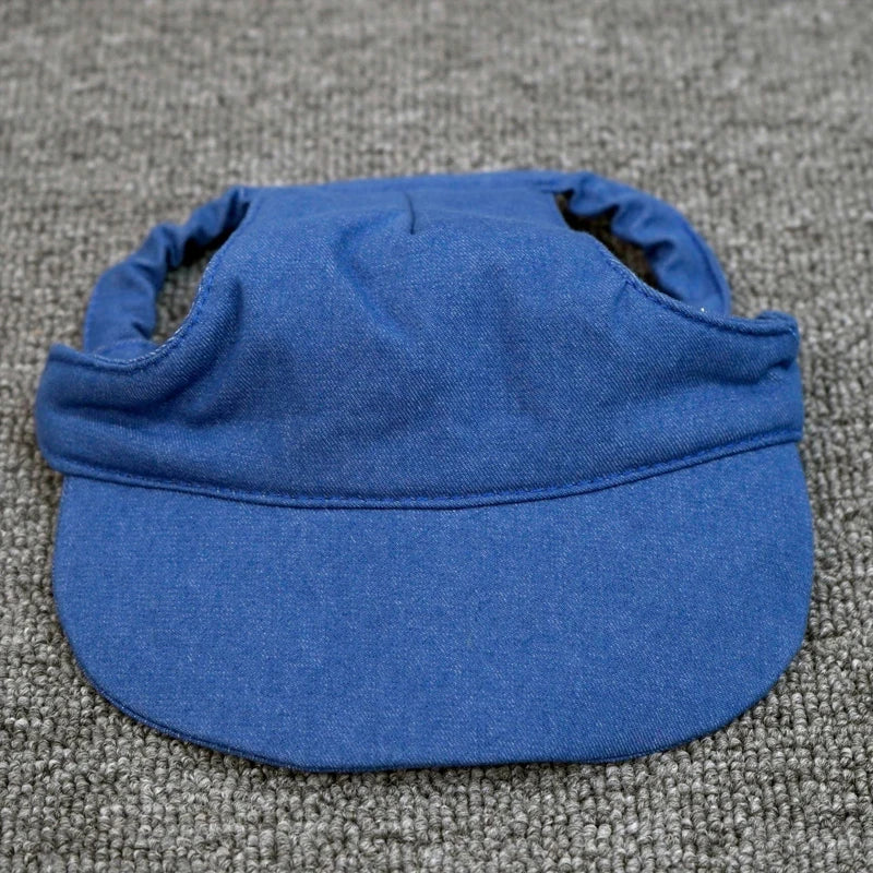 Solid Canvas Pet Sun Hat with Ear Holes-Adjustable Baseball Cap for Dogs & Cats Summer UV Protection Hair Accessories