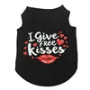 European American Style Summer XS Polyester Dog Vest High Elastic 'Free Kisses' and 'Love Mom Dad' Printed Stripe Pet Clothes