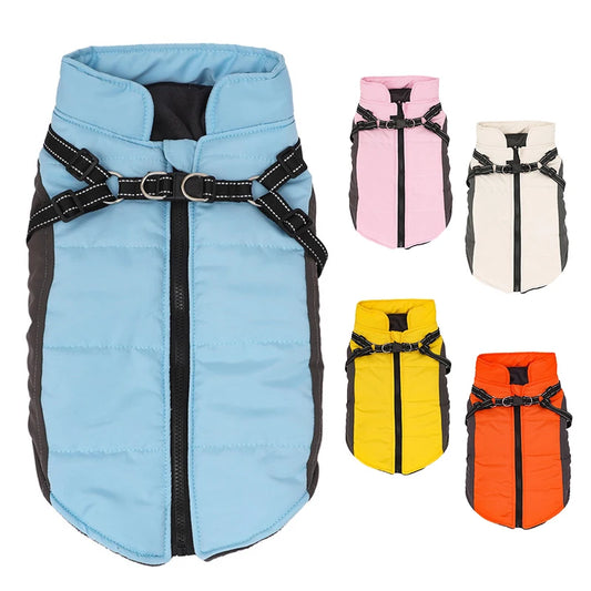 Wholesale Dog Winter Leisure Jacket Warm Quilted Fleece Polyester Coat Reflective Strips D-Ring Leash Waterproof for Outdoor Use