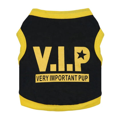 Cool VIP Custom Cotton Dog Clothes for Small Dogs Funny Printed Summer Pet Accessory Sustainable Apparel for Spring