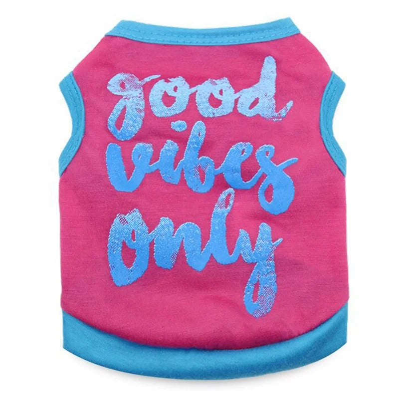 Modern Dog Anxiety Jacket Fashion Printing 'GOOD VIBES ONLY' Thunder Summer High Quality Pet XS Cartoon Animal Clothing