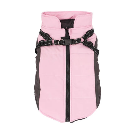 Wholesale Dog Winter Leisure Jacket Warm Quilted Fleece Polyester Coat Reflective Strips D-Ring Leash Waterproof for Outdoor Use