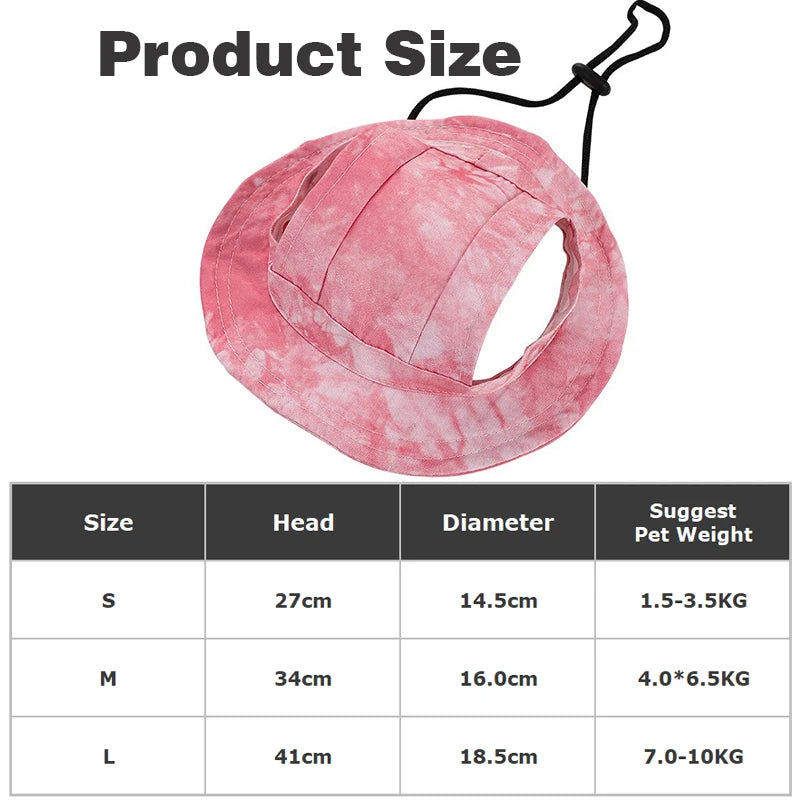 Fashion Style Dye Printed Pet Sun Hats Adjustable Dog Cat Summer Visor Caps for Outdoor Protection