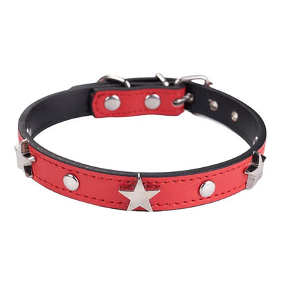 Luxury High Quality PU Dog Collar with Elegant Metal Buckle 3D Star Decoration Solid Pattern Elegant Style