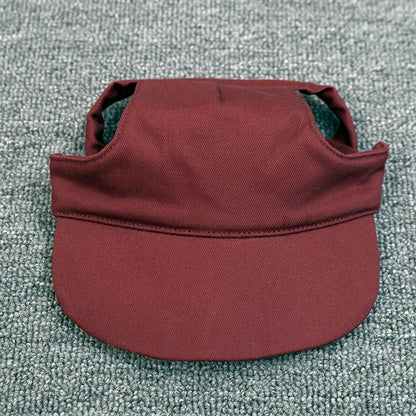 Solid Canvas Pet Sun Hat with Ear Holes-Adjustable Baseball Cap for Dogs & Cats Summer UV Protection Hair Accessories