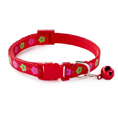 Cute Modern Floral Durable Dog Collar for Cats Dogs Colorful Polyester Nylon Ribbons Adjustable Safety Buckle Vibrant 6-Piece