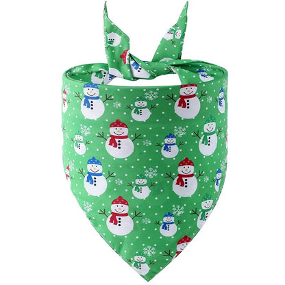 Adjustable Triangle GorisPet Eco-Friendly Durable Pet Bandana Cute Summer Winter Holiday Snowman Print Linen Cotton Polyester