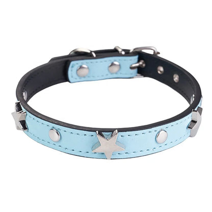 Luxury High Quality PU Dog Collar with Elegant Metal Buckle 3D Star Decoration Solid Pattern Elegant Style