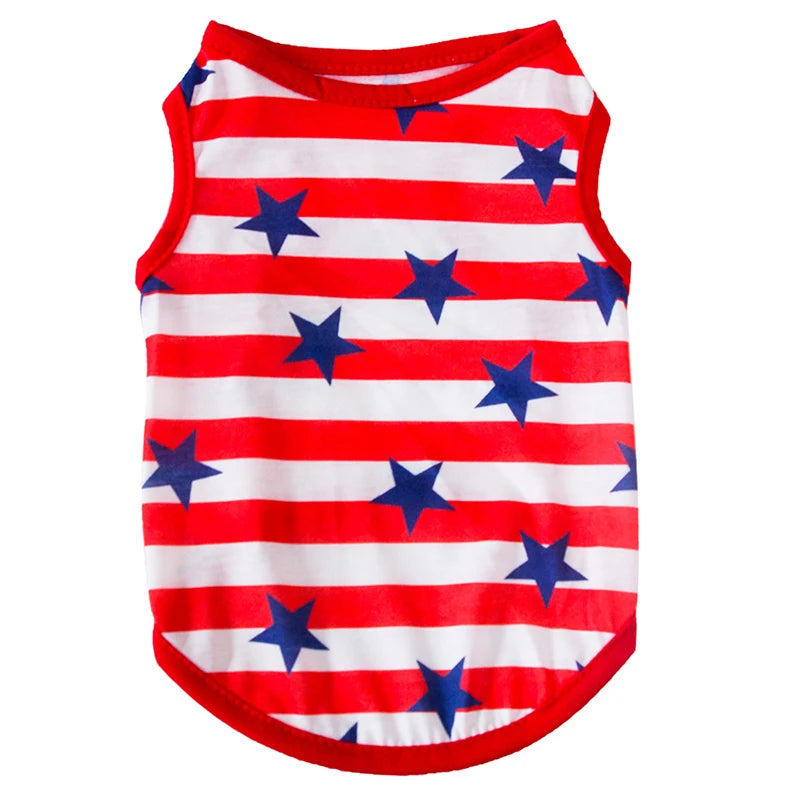 Classic Stars Plaid Leopard Print Pet Summer Tank Top Breathable Soft Cotton Pet Clothes for Cats and Dogs Sleeveless