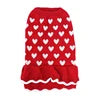 Cute Knit Dog Sweater Dress Dot Pattern Princess Style Pet Skirt Small Dogs Cozy Winter Clothing Ruffle Hem Chinese New Year