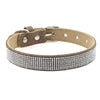 Elegant Solid Retro Suede Rhinestone Dog Collar with D-Ring Durable PU Leather Adjustable Buckle for Cats & Dogs