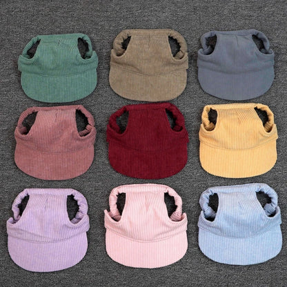 Solid Canvas Pet Sun Hat with Ear Holes-Adjustable Baseball Cap for Dogs & Cats Summer UV Protection Hair Accessories