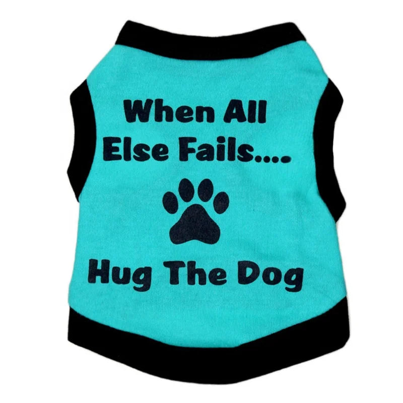 Luxury Summer Cool Pet T-Shirt Apparel with Cute Paws Hugging a Dog Modern Print for Spring Season