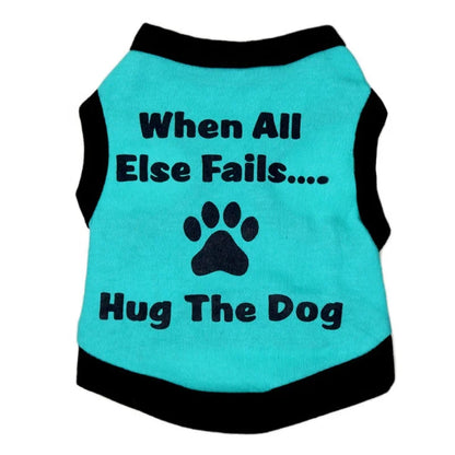 Luxury Summer Cool Pet T-Shirt Apparel with Cute Paws Hugging a Dog Modern Print for Spring Season