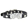 Luxury Rhinestone Bone Charm PU Leather Adjustable Soft Dog & Cat Collar Buckle Closure Multiple Colors All Seasons