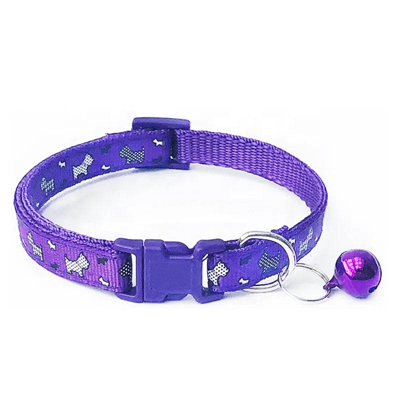 High Quality Nylon Neck Collar with Cute Print and Bell for Small Dogs Fashionable Pet Leash for Summer Spring Winter