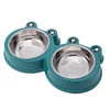 Eco-friendly Small Dog Double Bowls Cute Frog Shape Plastic & Stainless Steel Pet Cat Food Mixing Bowl Water Feeding ODM Supply