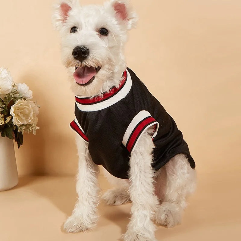 Breathable Polyester Mesh Fabric Sport Style Animal Print Pet Summer Shirt Solid Color Dog Shirts Custom Logo Acceptable