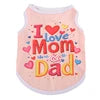 European American Style Summer XS Polyester Dog Vest High Elastic 'Free Kisses' and 'Love Mom Dad' Printed Stripe Pet Clothes
