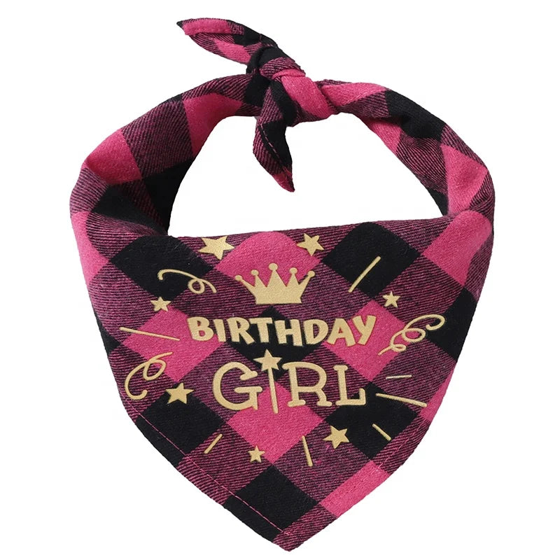 Custom Design Cotton Cat Scarf Dog Bandana Fashion Print Happy Birthday BOY GIRL Adjustable Triangle Spring Summer Winter