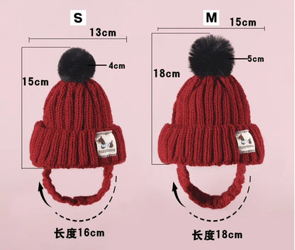 Winter Solid Luxury Knitted Pet Hat with Pom-Pom-Warm & Cute Dog Beanie for Small Breeds
