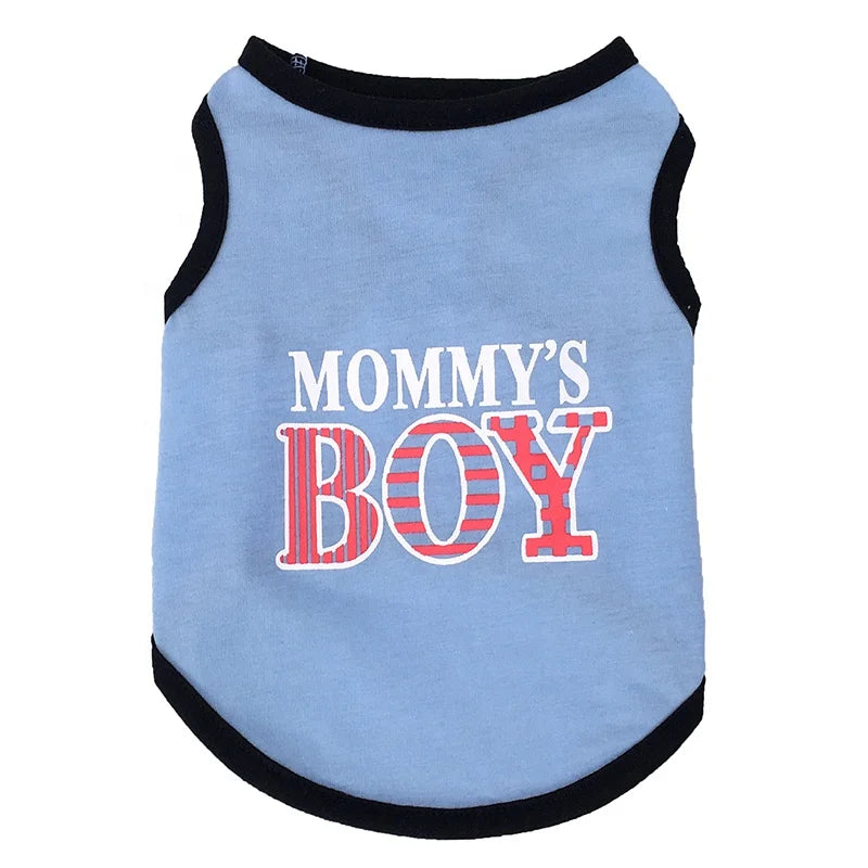 MOOMY'S BOY Custom Printing Pet Clothes Sport Style Cotton Dog Vest for Spring X Sizes Available Sublimation Summer Fall Apparel