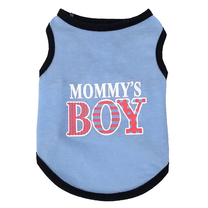 MOOMY'S BOY Custom Printing Pet Clothes Sport Style Cotton Dog Vest for Spring X Sizes Available Sublimation Summer Fall Apparel