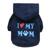Pet Hoodie for Dogs-'I Love My Mom' Printed Fleece Sweatshirt XS Size Winter Warmth Small Breeds Teddy Poodle 11 Colors